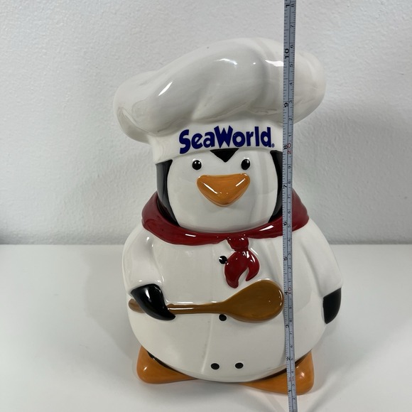 Rare Vintage Seaworld Parks & Entertainment Chef Penguin Ceramic Cookie Jar - Picture 5 of 10